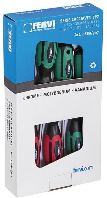 Set mit 7 Kreuzschlitzschraubendrehern Fervi 0880/307