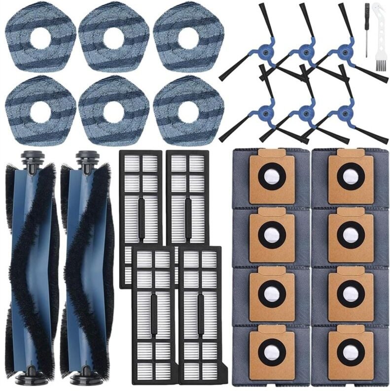 Für X10 Pro Omni: 2 Hauptbürsten, 6 Wischtücher, 6 Seitenbürsten, 4 HEPA-Filter, 8 Staubbeutel, 1 Reinigungswerkzeug, 1 ...