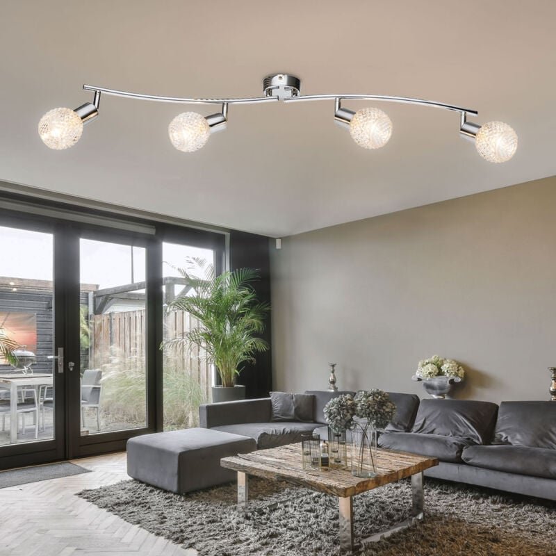 Deckenleuchte Spotleiste Deckenstrahler 4 flammig Wohnzimmerlampe Esstischleuchte, 4x E14, LxBxH 82 x 8 x 19