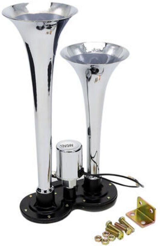 150dB 12V/24V Universal Dual Trompete Chrom Air Horn Lautsprecher Kit für Zug Lkw