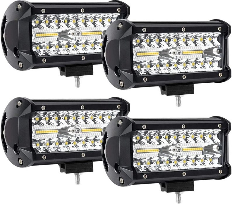 4 X 240 W 7--LED-Lichtleiste 24000 LED-Spot-Flood-Combo-Beam Wasserdichtes Offroad-Arbeitslicht für SUV-UTV-Pickup-Boot