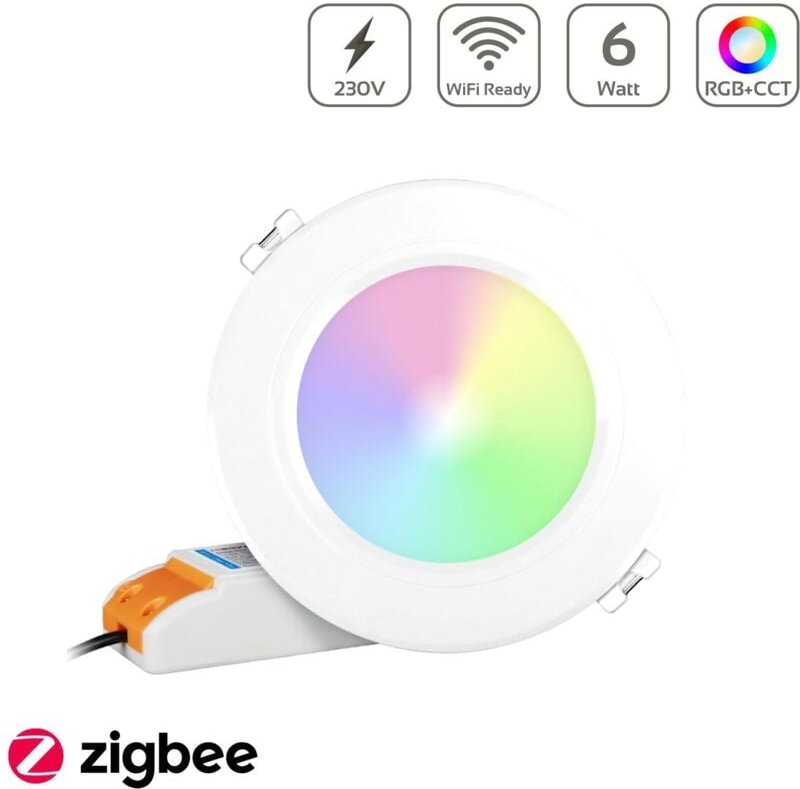 MiBoxer RGB+CCT LED Einbaustrahler rund 2.4GHz WiFi ready - Ausführung: weiss 6W Ø118mm Zigbee 3.0 FUT068Z