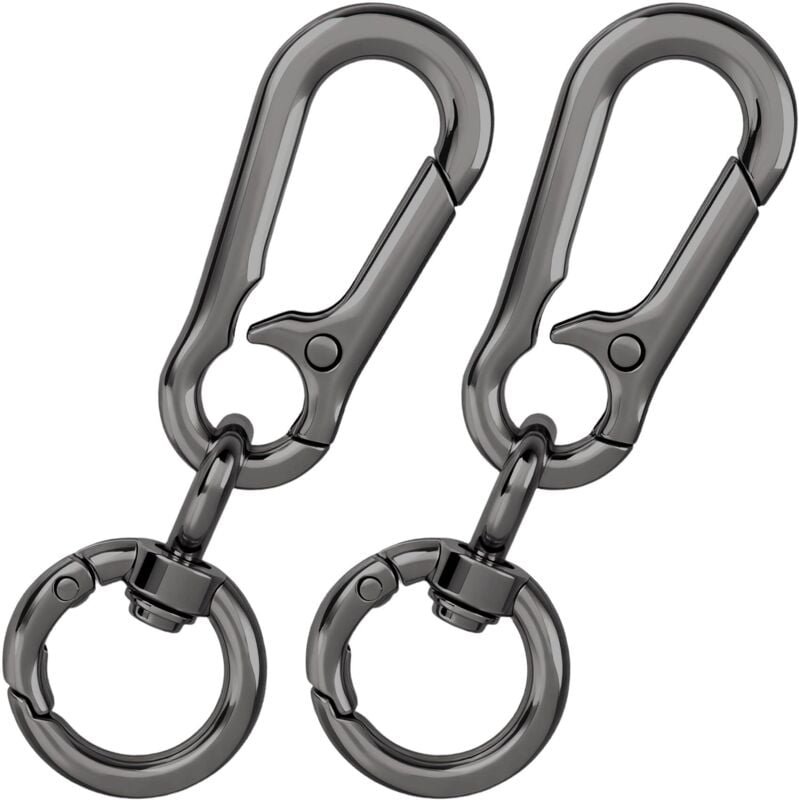 Set mit 2 doppelseitig zu öffnenden, federbelasteten Karabinerhaken für Schlüsselbänder und Bastelbedarf, drehbare Schlü...