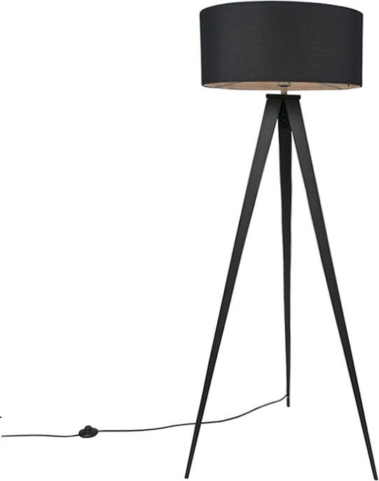 Moderne schwarze Stehlampe mit schwarzem Schirm - Ilse