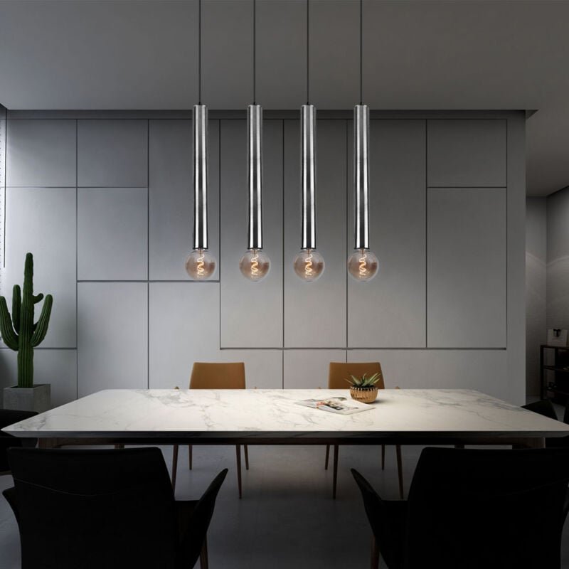 Thumbnail - Pendelleuchte Nickel matt Pendelleuchte 4 flammig Hängelampe design, Höhe anpassbar, Metall Skandinavisch, 4x E27 Fassun...