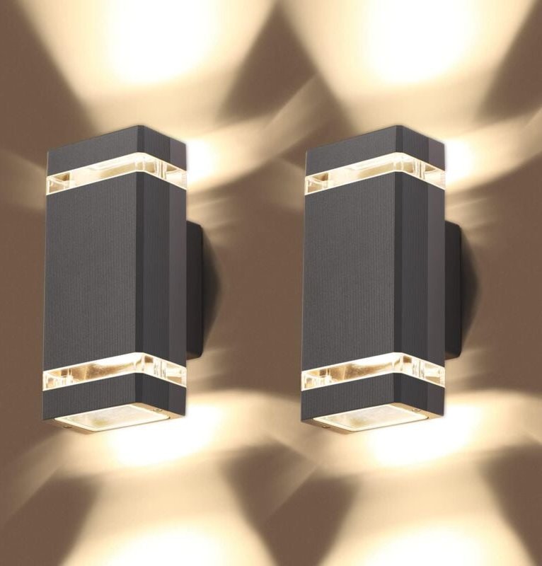 Led WandleuchteOutdoor led Wandleuchte, 2er Set, IP65 wasserdichte Außenlampe 3000K, Moderne Wandbeleuchtung für Garten,...