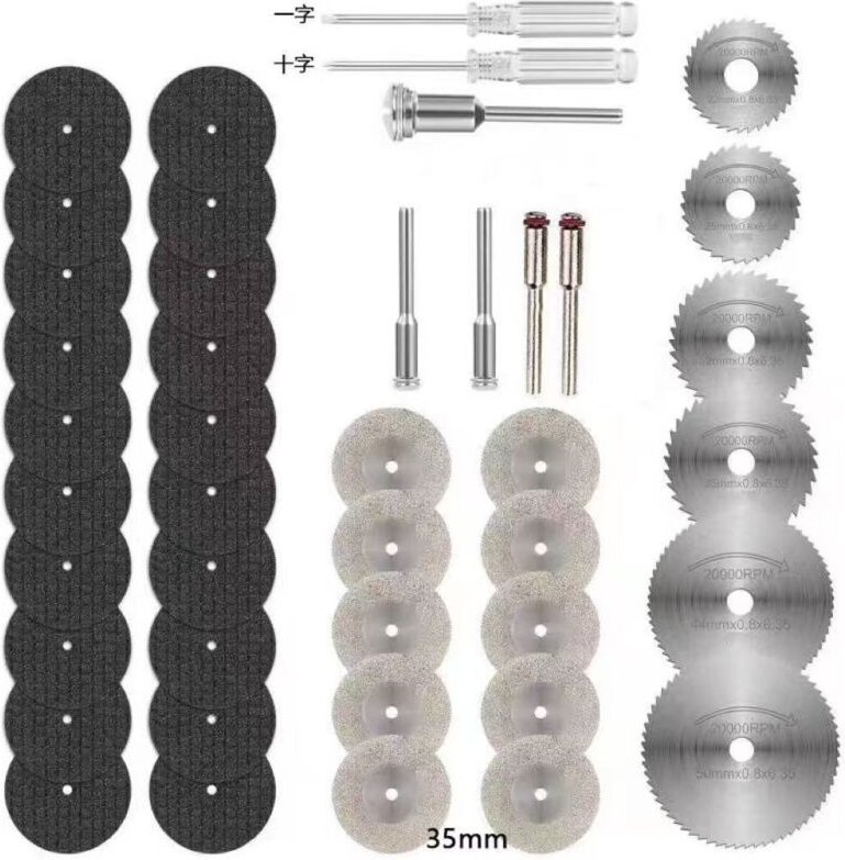 Tonchean - 43-teilige Mini-Diamant-Kreissägeblätter für Dremel, HSS-Harz-Trennscheiben, zum Schneiden von Holz, Metall, ...
