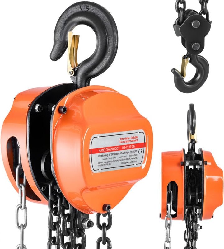 Mophorn Kettenzug mit 3 Tonnen Tragkraft, Handkettenzug, 3 m Hubhöhe, Hebezug mit G80-Kette, robuster Flaschenzug, manue...