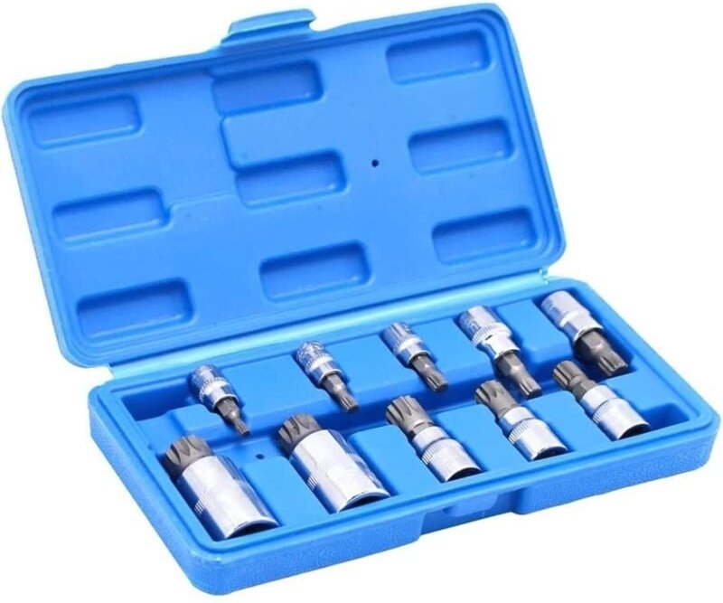 10-teiliger Dreifach-Vierkant-Bit-Steckschlüsselsatz, 3/8 Zoll, 1/4 Zoll, 1/2 Zoll, metrischer Antrieb, 4 mm bis 18 mm, ...