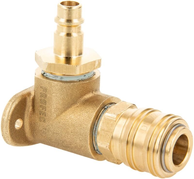 Druckluft Wandscheibe / Deckenwinkel Eingang Stecktülle - NW 7,2 Y-Form, Messing blank