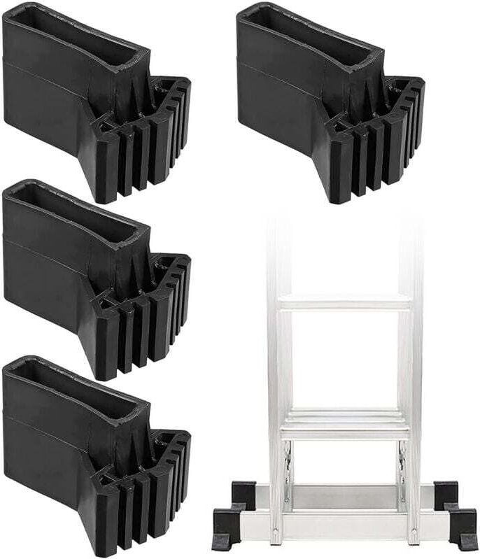4 Stück Leiterfüße, Universal-Trittfüße, Gummifüße, Tritthocker, für Treppen, rutschfeste Gummibeschichtung (Schwarz)