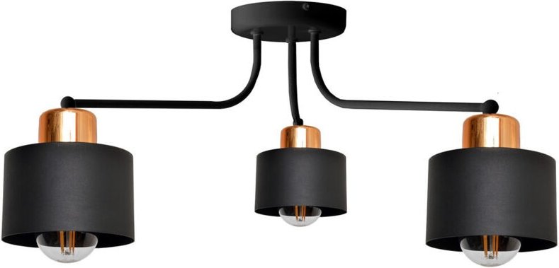 Helam - edison Halbbündige Deckenleuchte mit mehreren Armen Schwarz, Kupfer 65cm