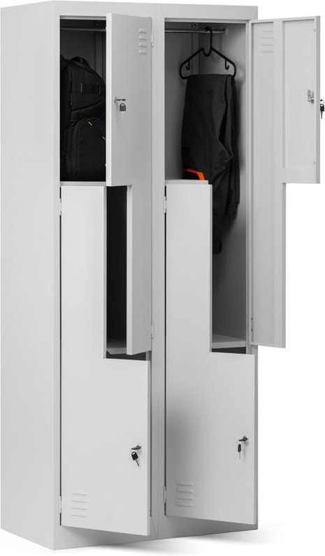 Umkleideschrank Z02 Spind mit 4 Abteilen Kleiderspind Metallschrank Flügeltür Lüftungsschlitzen Pulverbeschichtung 185 c...