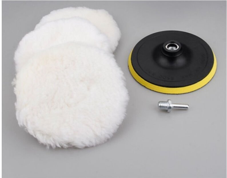 Selbstklebende Polierscheibe, 3 Zoll Autoreinigungs- und Polierwollschwamm, 5er-Set runde Scheiben