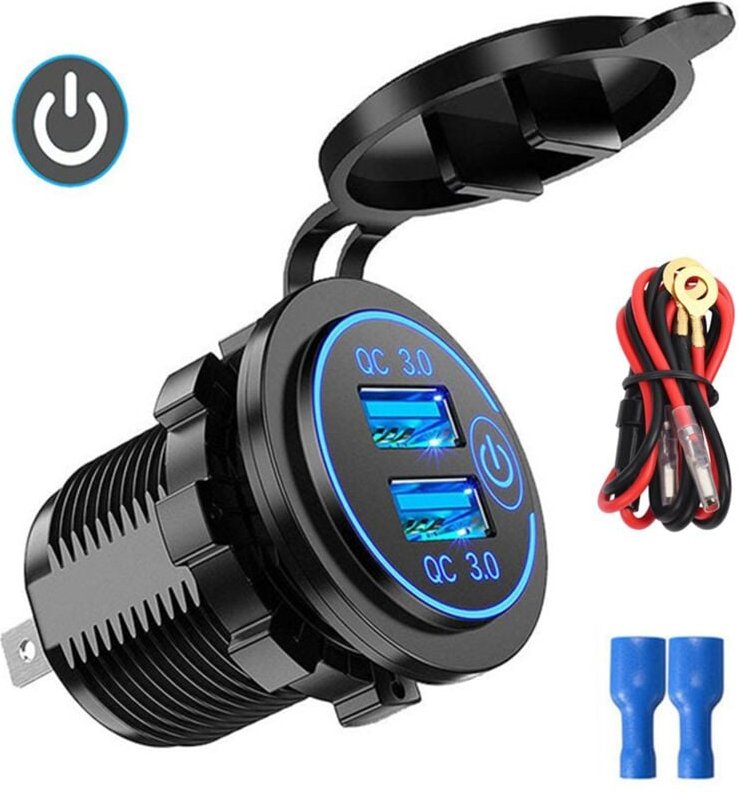 QC3.0 Schnellladebuchse AutoladegeräT Dual usb 12V-24V-ZigarettenanzüNder mit Swith Touch Schalter für Aufladen Des Tele...