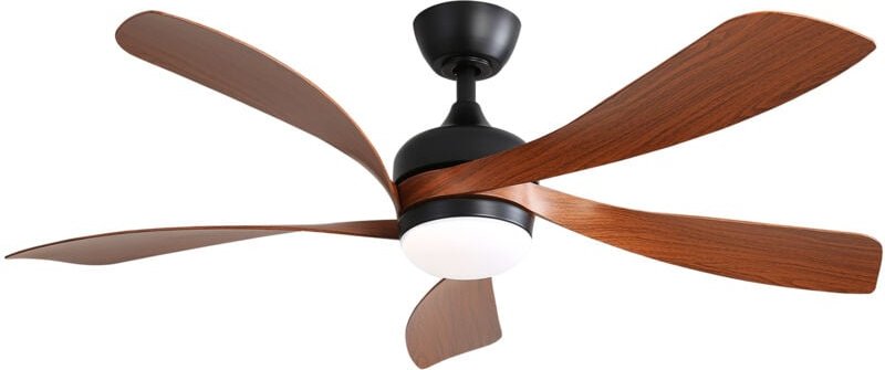 Moderner 132 cm Deckenventilator mit 3-farbig dimmbarem LED-Licht, 5 ABS-Flügeln, Fernbedienung, Gleichstrommotor