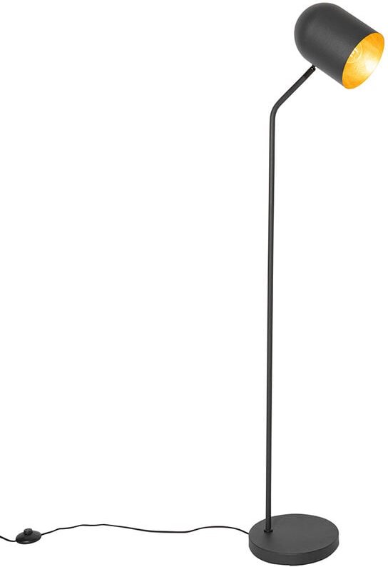 Moderne Stehlampe schwarz mit Gold verstellbar – Morik