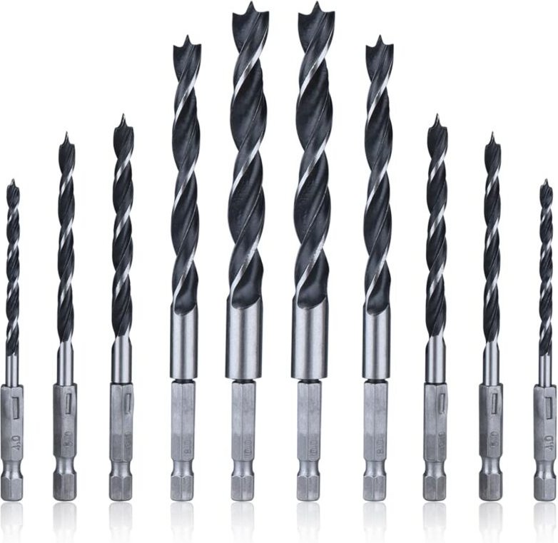 2 Sets 5 Stück HSS-Spiral-Holzbohrer, 6,35 mm Sechskantschaft, Holzbohrer, 4 mm/5 mm/6 mm/8 mm/10 mm Spiral-Senkbohrer z...