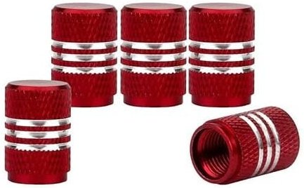 5er-Pack Auto-Staubkappen, Aluminium-Radreifen-Ventilkappen, Rot - Lntyq