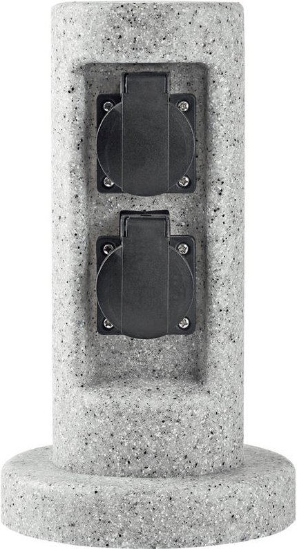 Harms - Außen Steckdose 2-fach Energie Säule Stein Design Garten Hof Strom Verteiler