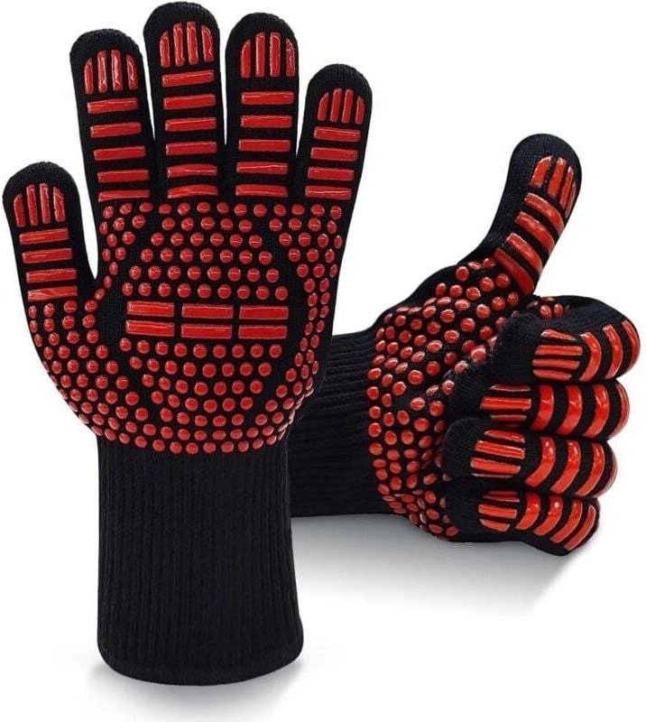 Guanti da barbecue, resistenti al calore (1472 °F), guanti da forno antiscivolo in silicone per uomini e donne, guanti d...
