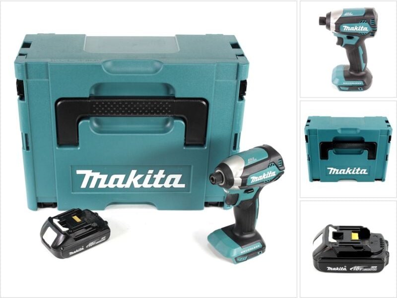 Makita DTD 153 Y1J 18 V Akku Brushless Schlagschrauber im Makpac + 1x BL 1815 N 1,5 Ah Li-Ion Akku