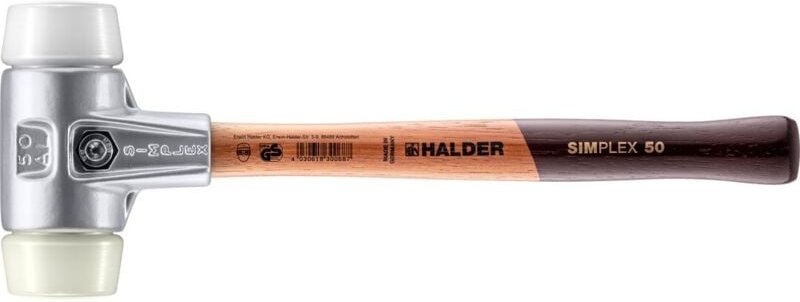 SIMPLEX-Schonhammer, Superplastik / Nylon mit Aluminiumgehäuse und hochwertigem Holzstiel D=50 mm 3178.050