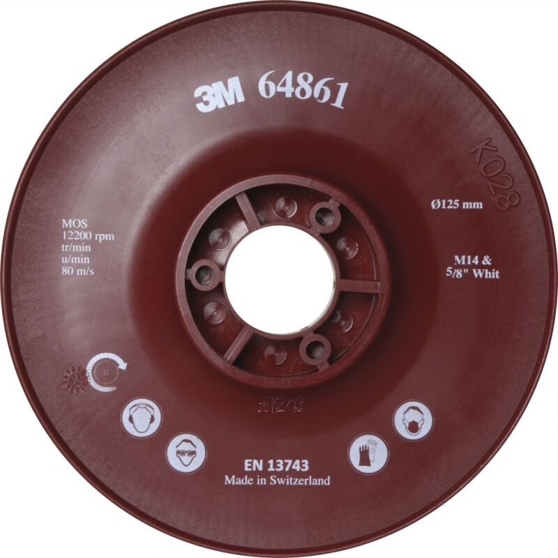 Hochleistungsstützteller ø 125mm Aufnahme M14 - Stützteller für Winkelschleifer, rot gerippt, 1 Stück - 3M