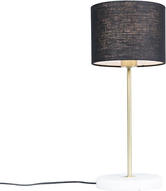 Messing Tischlampe mit schwarzem Lampenschirm 20 cm - Kaso