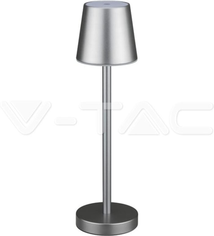 3W wiederaufladbare LED-Tischlampe, Grau, Touch-dimmbar, Naturweiß - V-tac