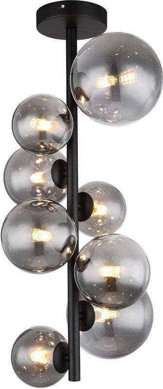 Globo - Deckenlampe 8 flammig led Deckenleuchte Wohnzimmerlampe Glaskugel rauchfarben, unterschiedlich große Kugeln, 8x ...
