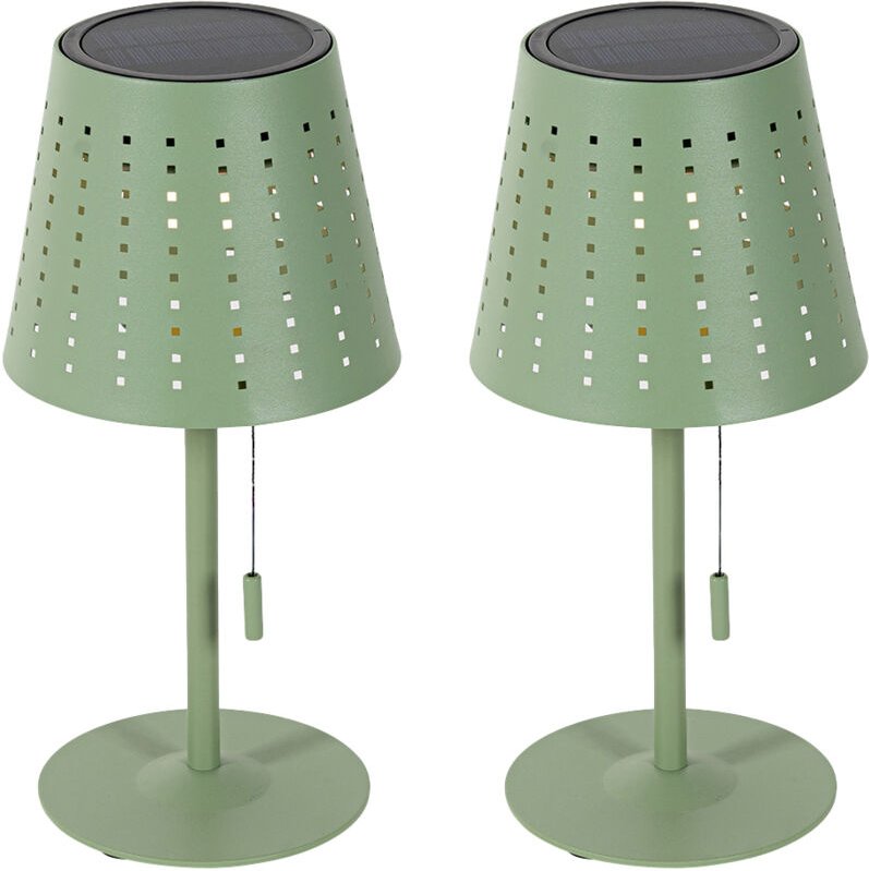 Set mit 2 Tischleuchten grün inkl. led 3-stufig dimmbar wiederaufladbar und solarbetrieben - Ferre