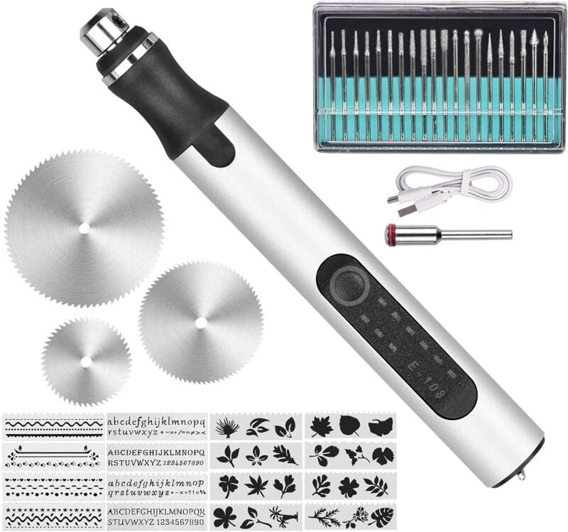 Silberner elektrischer Gravierstift, Gravurwerkzeuge, Mini-Gravur-Schnitzwerkzeug, elektrische Gravurstifte für DIY-Holz...