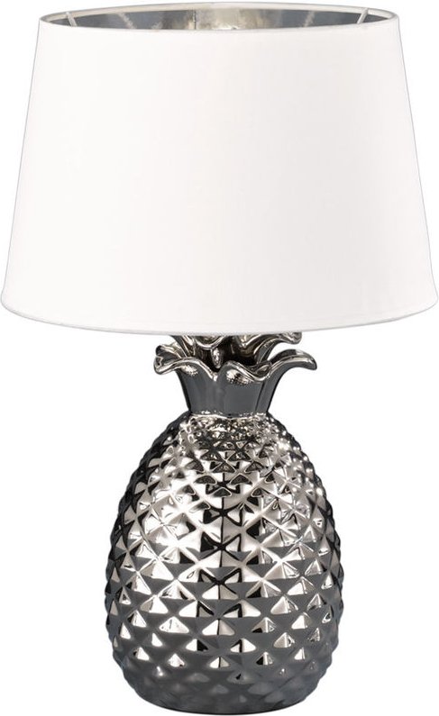 Defibrico - Tisch Lampe Keramik Ananas Design silber Wohn Zimmer Textil Leuchte weiß Reality Leuchten R50431089