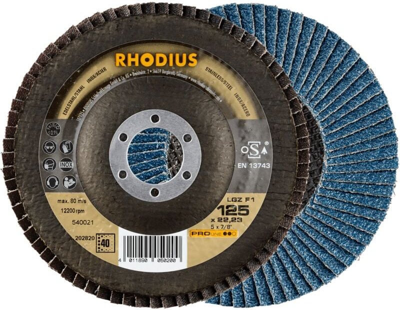 Thumbnail - Rhodius - lgz F1, 10 Stück, 125 mm, Korn 60, Fächerschleifscheibe