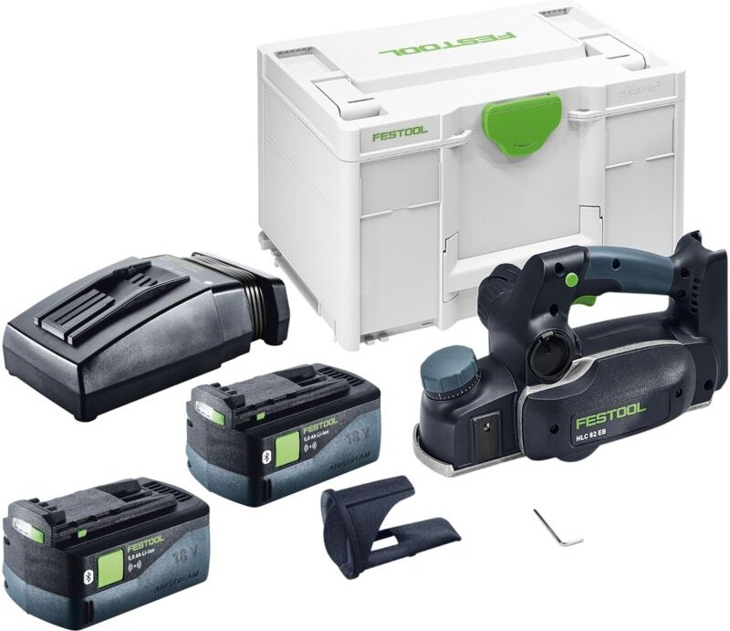 Festool HLC 82 EB-Basic Akku Hobel 18 V 82 mm Brushless + 2x Akku 5,0 Ah + Ladegerät + Systainer