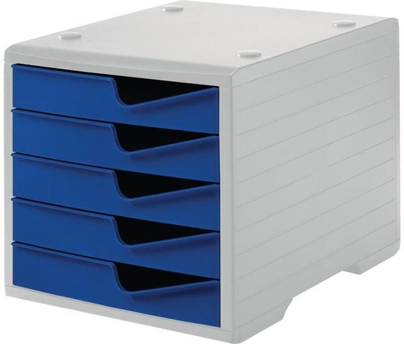 Ablagebox 5 Schubladen grau/blau Polyl H255xB270xT340 mm
