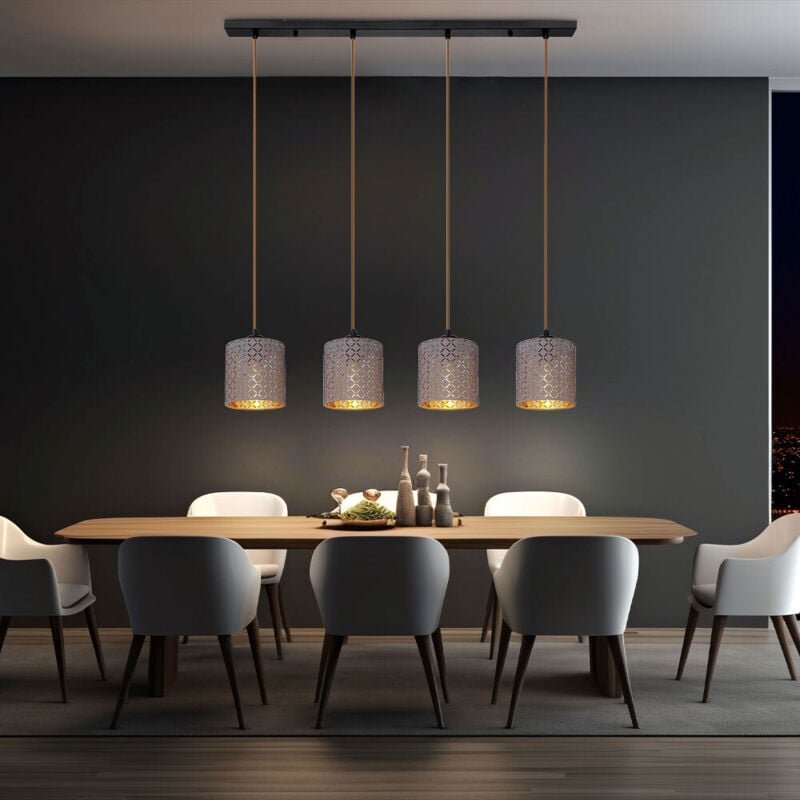 Hängelampe Esstischlampe Pendelleuchte Wohnzimmerlampe Textil grau LxH 98x150 cm