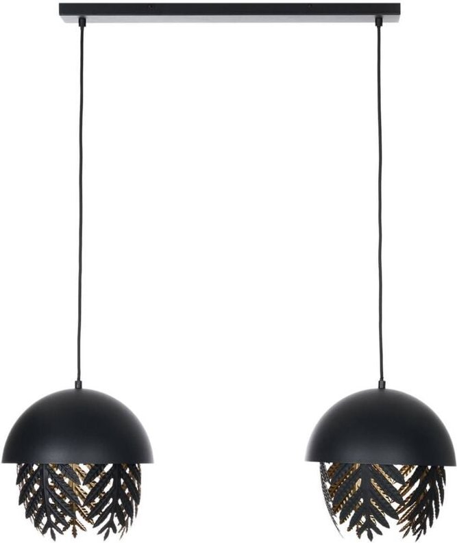Lucande - Aparas Hängelampe Blattoptik, zweiflammig - Schwarz, gold