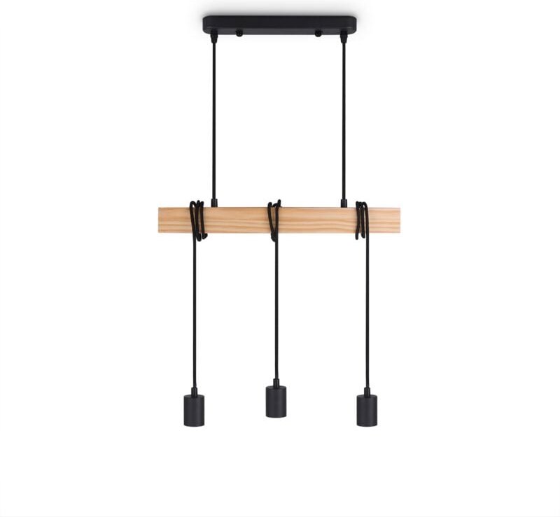 Pendellampe Hängelleuchte Hängelampe Wohnzimmer Esszimmer Küche Vintage E27 Schwarz, Pendelleuchte 3xE27 - Paco Home