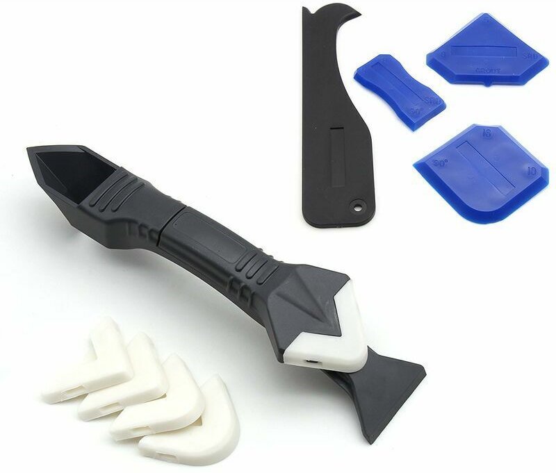 9-teiliges Silikon-Dichtungsset – 3-in-1-Werkzeug zum Glätten und Verfugen – Dichtmittel/Glättmittel/Abzieher für Bad un...