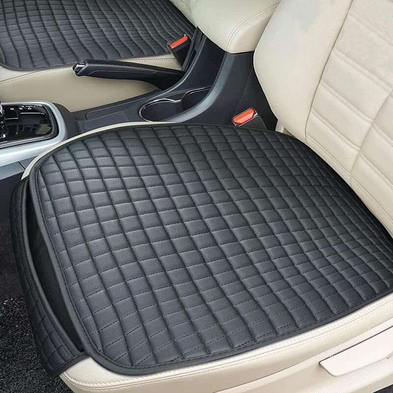 Universeller schwarzer Autositzbezug, 2-teilig – Wasserdichter Ledersitzbezug, kratzfest, Sitzschutz