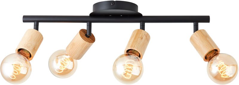 Brilliant Lampe Tiffany Strahlerrohre 4flg schwarz matt/natur braun 4x A60, E27, 28 W