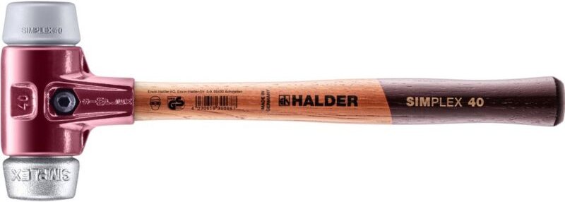 HALDER SIMPLEX Schonhammer Ø 40 mm TPE-mid grau / Weichmetall mit Tempergussgehäuse