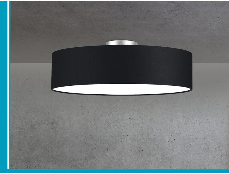 Thumbnail - Meinewunschleuchte - Runde zeitlose Deckenleuchte calma mit Stoffschirm in Schwarz ø 50cm