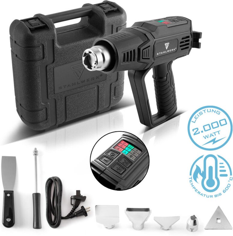 STAHLWERK HP-2000 PRO 2.000 Watt starke Heißluftpistole und Heißluftfön