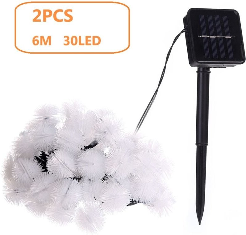 2 Stück, LED-Solar-Lichterkette, Löwenzahn, wasserdicht, 6 m, 30 Lichter, Solar-Girlande, Lichter, Weihnachten, Hochzeit...