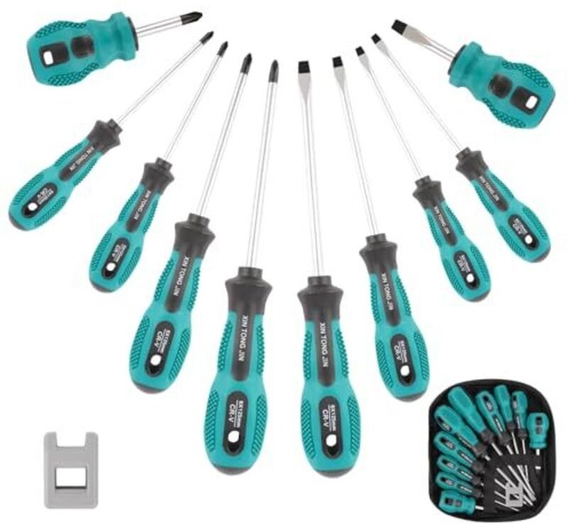Magnetischer Schraubendrehersatz, 10-teiliger Schraubendrehersatz mit 5 Schlitzschraubendrehern, 5 Kreuzschlitzschrauben...
