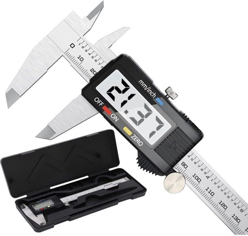 Tonchean - Messschieber, 150 mm digitaler Messschieber aus Edelstahl, großes LCD-Display, einstellbare Genauigkeit 0,01 ...