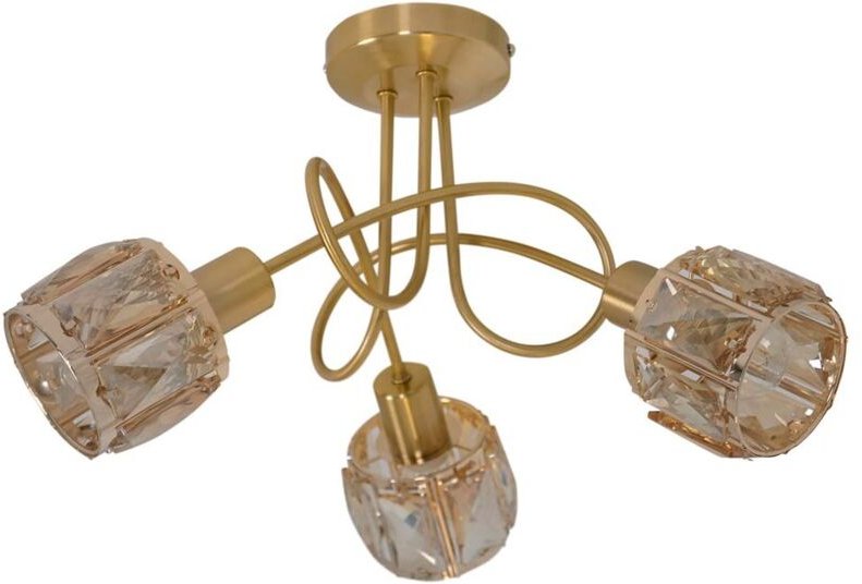 Deckenlampe Spotleuchte Deckenleuchte E14 Glas Kristalle gold 3-Flammig Küche